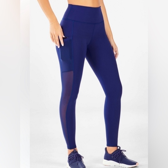 Fabletics Blue High waist on the go Powerhold mesh 5/8 legging sz Small - Picture 1 of 9